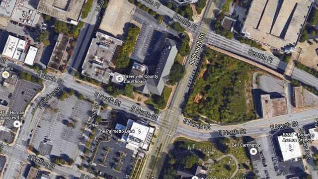 Aerial view of Cothran Properties Federal Courthouse Greenville